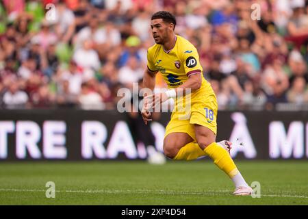 Metz, Francia. Juli 2024. Torino Che Adams während des Freundschaftsspiels zwischen Metz und Torino FC im Stadio Saint Symphorien in Metz. August 2024. Sport - Fußball - EXKLUSIVER TORINO FC (Foto: Fabio Ferrari/LaPresse) Credit: LaPresse/Alamy Live News Stockfoto