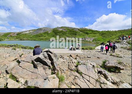 Happo Pond, ein wunderschönes Naturziel für Wanderer in Japan Stockfoto