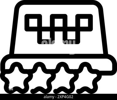 Das Taxischild ist mit einem 5-Sterne-Bewertungssystem versehen, das die Zufriedenheit der Kunden mit dem Service anzeigt Stock Vektor