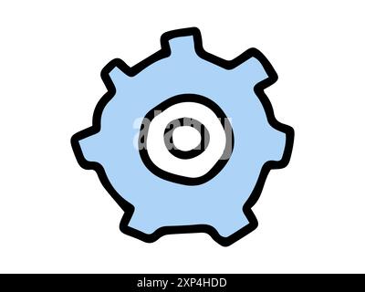 Blaues Zahnradsymbol auf weißem Hintergrund. Konzept von Maschinen, Technik und technischem Werkzeug. Abbildung für Mechanik, Designelement, Vektorgrafik. Stock Vektor