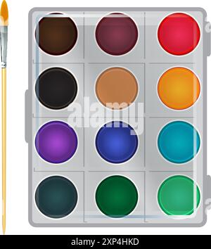 Aquarellfarben. Zeichentricksymbol der Künstlerfarben Stock Vektor