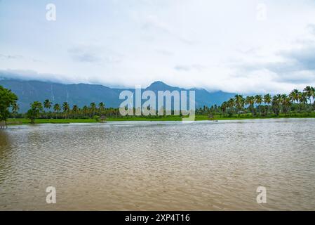 Malerisches Kollengode Village mit Nelliyampathy Mountains und Seetharkundu Wasserfällen - Kerala Tourism Stockfoto