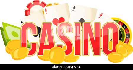 Casino-Logo. Geld-Jackpot im Glücksspiel-Emblem Stock Vektor