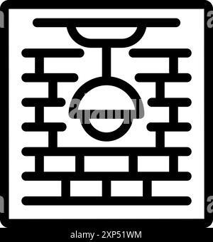 Liniensymbol eines Blueprints, der den Plan eines Hauses mit einer Beleuchtung zeigt Stock Vektor