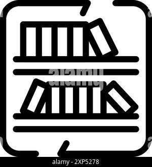 Ikone eines Bücherregals mit übersichtlichen Büchern, die Organisation und das Streben nach Wissen symbolisieren Stock Vektor