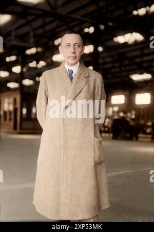 Ein Porträt von Sergei Rachmaninow. Zwischen ca. 1920 und 25. Bain News Service, Herausgeber. Stockfoto