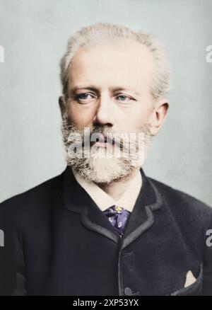 Porträt von Pjotr Iljitsch Tschaikowski. Um 1888. Von Atelier Bieber Studio, Hamburg (wahrscheinlich) von Leonard Berlin. Stockfoto