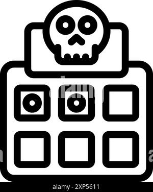 Einfaches schwarz-weißes Symbol eines Schädels, der auf einem Bedienfeld sitzt Stock Vektor