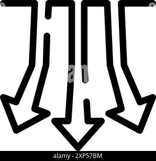 Drei Pfeile, die auf die Mitte eines Ziels zeigen, die Fokus und Konzentration darstellen Stock Vektor