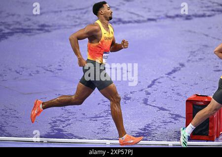 Saint Denis, Frankreich. August 2024. Olympische Spiele, Paris 2024, Leichtathletik, Stade de France, Decathlon, Männer, 1500 Meter, Leo Neugebauer aus Deutschland in Aktion. Quelle: Sven Hoppe/dpa/Alamy Live News Stockfoto