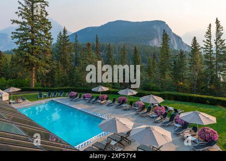Banff Springs Hotel Swimmingpool, Banff National Park, Kanada. Stockfoto