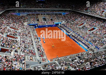 Paris, Frankreich, 3. August 2024. Allgemeine Ansicht während der Olympischen Spiele in Paris 2024 Tennis MenÕs Doppel-Finale zwischen Eden/Peers aus Australien und Krajicek/RAM aus den USA im Roland-Garros Stadium am 03. August 2024 in Paris, Frankreich. Quelle: Pete Dovgan/Speed Media/Alamy Live News Stockfoto