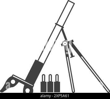 Schwarzes Symbol für Raketenwerfer. Militärische Raketenwaffe Stock Vektor