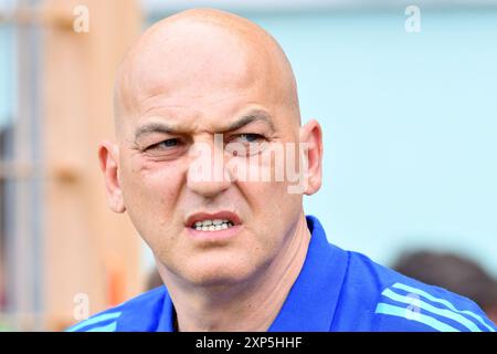 Rieti, Italien. August 2024. Darko Kovacevic während des Freundschaftsspiels zwischen Roma und Olympiakos im Manlio Scopigno Stadion, Rieti, Italien, 03. August 2024. (Foto: massimo insabato/Alamy Live News Stockfoto