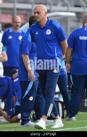 Rieti, Italien. August 2024. Darko Kovacevic während des Freundschaftsspiels zwischen Roma und Olympiakos im Manlio Scopigno Stadion, Rieti, Italien, 03. August 2024. (Foto: massimo insabato/Alamy Live News Stockfoto