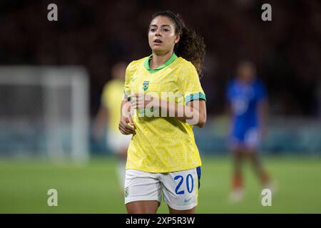 Nantes, Frankreich. August 2024. Angelina von Brasilien während des Viertelfinales des Frauenfußballs zwischen Frankreich und Brasilien während der Olympischen Spiele 2024 in Paris im Stade de la Beaujoire in Nantes, Frankreich (Richard Callis/SPP) Credit: SPP Sport Press Photo. /Alamy Live News Stockfoto