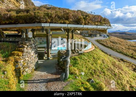 Das Knockan Crag Besucherzentrum, Sutherland, Schottland, Großbritannien Stockfoto