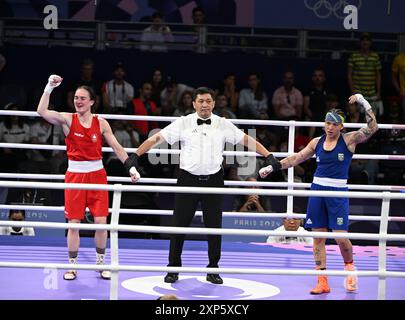 PARIS (FRANCA), 03/08/2024 - OLIMPIADAS / ESPORTE / BOXE - A BOXEADORA brasileira Bia Ferreira enfrenta a a Kelli 9 Irlanda ) , faz sua partizipacao n Stockfoto