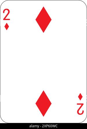 2 Diamanten. Eine Spielkarte, Illustration Stockfoto