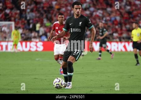 3. August 2024: Liverpool-Mittelfeldspieler Curtis Jones (17) während des FC Series-Spiels zwischen Manchester United und Liverpool im Williams-Brice Stadium in Columbia, South Carolina. Greg Atkins/CSM (Bild: © Greg Atkins/Cal Sport Media) Stockfoto