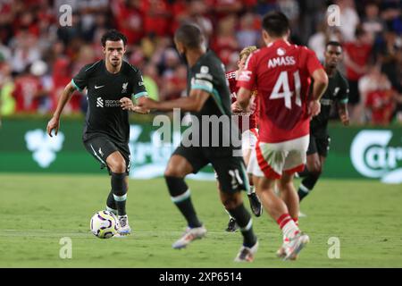 3. August 2024: Liverpool-Mittelfeldspieler Curtis Jones (17) tritt während des FC Series-Spiels zwischen Manchester United und Liverpool im Williams-Brice Stadium in Columbia, South Carolina an Mohamed Salah (11). Greg Atkins/CSM Stockfoto