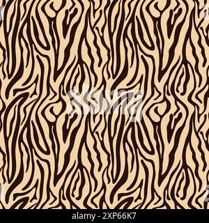 Nahtloses Muster des Zebravektors. Abstraktes dekoratives Zebra, Tigertiere Hautstreifen wiederholen Muster Hintergrund, Tapete, Textildesign. Stock Vektor