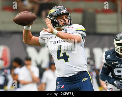 Reilly Hennessey (Stuttgart Surge #4), Milano Seamen vs. Stuttgart Surge, American Football, European League of Football, Spieltag 11, Saison 2024, 03.08.2024, Foto: EIBNER/Florian Schust Stockfoto