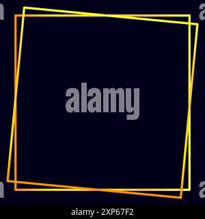 Quadratische luxuriöse Goldrahmenschablone isoliert auf dunkelblauem Hintergrund. Vektorabbildung. Stock Vektor