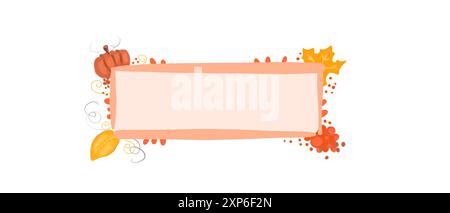 Herbstbanner mit Kürbis, Blättern und Beeren Illustration Stockfoto