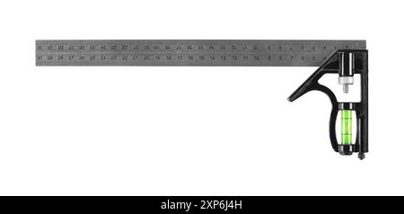 Werkzeuge Bau und Reparatur - 300 mm Edelstahl Winkelkombination quadratisches Lineal Mobile horizontal beweglich 45° rechts Zimmermann Holzbearbeitungsebene Stockfoto