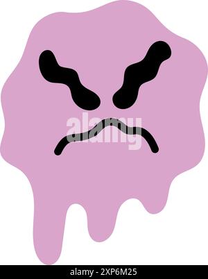 Wütender Gesichtsausdruck im lustigen, geschmolzenen Emoji-Stil Stock Vektor