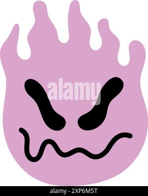 Irritiertes Gesicht. Stressiger Lächelausdruck. Geschmolzenes Emoji Stock Vektor