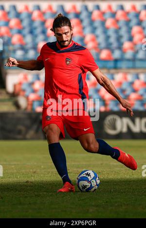 Cosenza, Italien. August 2024. 3. August 2024, Stadion San Vito-Marulla: Alessandro Caporale (6 Cosenza) in Aktion während des Freundschaftsspiels zwischen Cosenza und Foggia im Stadion San Vito-Marulla. (Francesco Farina/SPP) Francesco Farina/SPP (FRANCESCO FARINA/SPP) Credit: SPP Sport Press Photo. /Alamy Live News Stockfoto