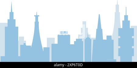 Stadtbild Wolkenkratzer Hintergrund. Blaue Silhouetten hoher Gebäude Stock Vektor