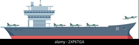 Farbsymbol des Flugzeugträgers. Marineschiff Stock Vektor