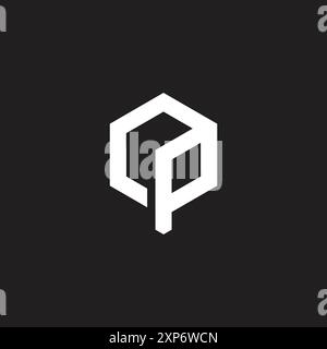 Letter OP Cube 3d flacher sechseckiger Logovektor Stock Vektor