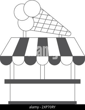 Eisständer, schwarzes Symbol. Straßenkiossymbol Stock Vektor