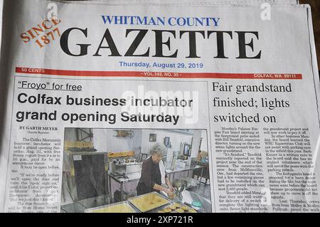 Lewiston/Idaho/USA / 05 September 2019 / Whitman County gazette Publsh Jeden donnerstag seit 1877 in Rular amerca Palouse washington, USA Photo. Francis Dean/Deanpictures Stockfoto