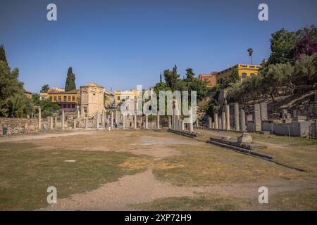 Athen, Griechenland, 3. Mai 2024: Die antike römische Agora im Zentrum von Athen, Griechenland Stockfoto