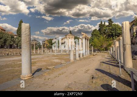 Athen, Griechenland, 3. Mai 2024: Die antike römische Agora im Zentrum von Athen, Griechenland Stockfoto