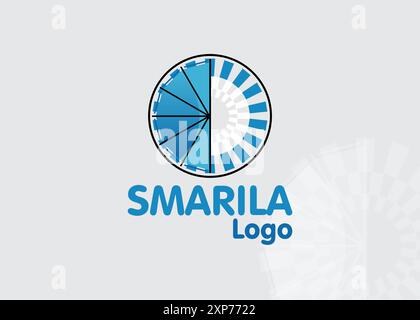Intelligentes Solar-Logo in Blau und weiß Stock Vektor
