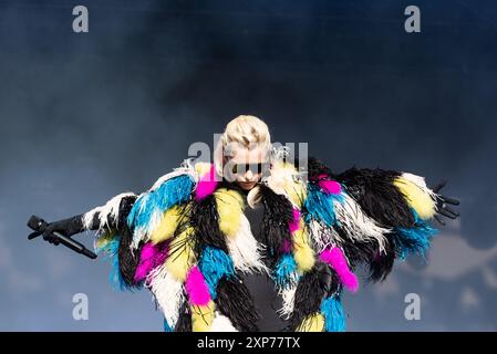 Oxfordshire, 3. August 2024, Alison Goldfrapp auf der Bühne beim Wilderness Festival in Cornbury Park, Credit: Lou Morris/Alamy Live News Stockfoto