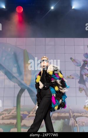 Oxfordshire, 3. August 2024, Alison Goldfrapp auf der Bühne beim Wilderness Festival in Cornbury Park, Credit: Lou Morris/Alamy Live News Stockfoto