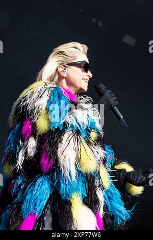 Oxfordshire, 3. August 2024, Alison Goldfrapp auf der Bühne beim Wilderness Festival in Cornbury Park, Credit: Lou Morris/Alamy Live News Stockfoto