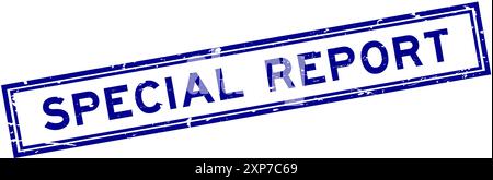 Grunge blauer Sonderbericht quadratischer Gummistempel auf weißem Hintergrund Stock Vektor