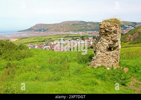 Burg Deganwy und Blick auf Llandudno Stockfoto