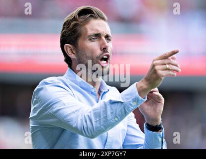 Silkeborg, Dänemark. August 2024. Viborgs Trainer Jakob Poulsen im 3F Superliga-Spiel zwischen Silkeborg IF und Viborg FF im Jysk Park in Silkeborg, Sonntag, den 4. August 2024. (Foto: Henning Bagger/Ritzau Scanpix) Credit: Ritzau/Alamy Live News Stockfoto