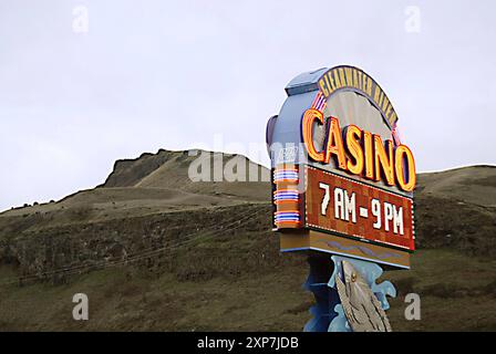 LEWISTON/IDAHO STATE/USA   Navtie american indian Chief Head Figue auf den lewiston Hills vom Native american Clear Water Casino im indianerreservat in Nez Perez Country vom 18. Dezember 2012 aus Stockfoto