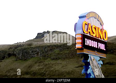 LEWISTON/IDAHO STATE/USA   Navtie american indian Chief Head Figue auf den lewiston Hills vom Native american Clear Water Casino im indianerreservat in Nez Perez Country vom 18. Dezember 2012 aus Stockfoto