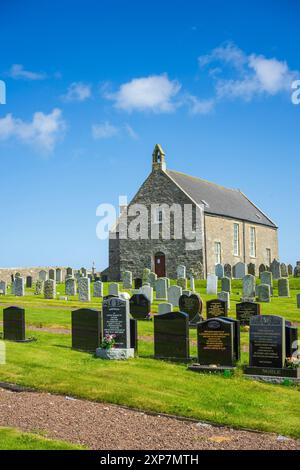 Whalsay ist die sechstgrößte der Shetlandinseln im Norden Schottlands. Bekannt als „The bonnie isle“ mit großer pelagischer Fischereiflotte Stockfoto